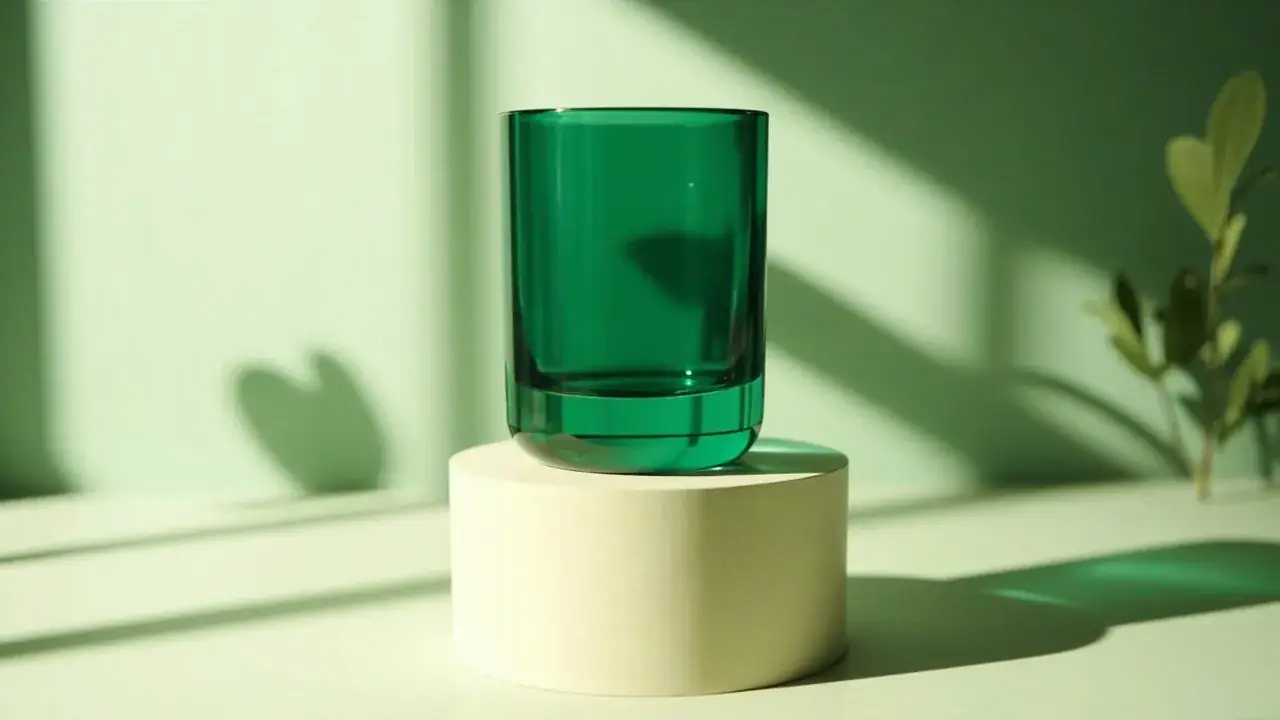 Premium emerald glass trophy on a marble surface - Come VIP reward rail